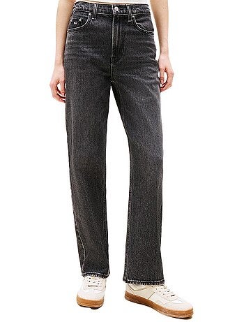 Jeans Tommy Hilfiger Layla de Corte Reto Cinzento para Mulher