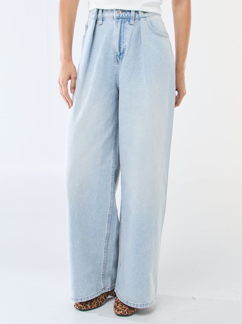 Jeans wide leg cintura subida Azul - Kiabi