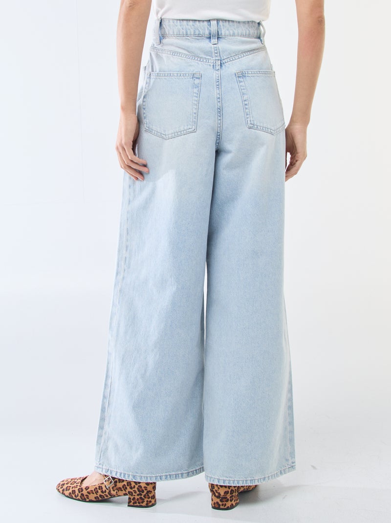 Jeans wide leg cintura subida Azul - Kiabi