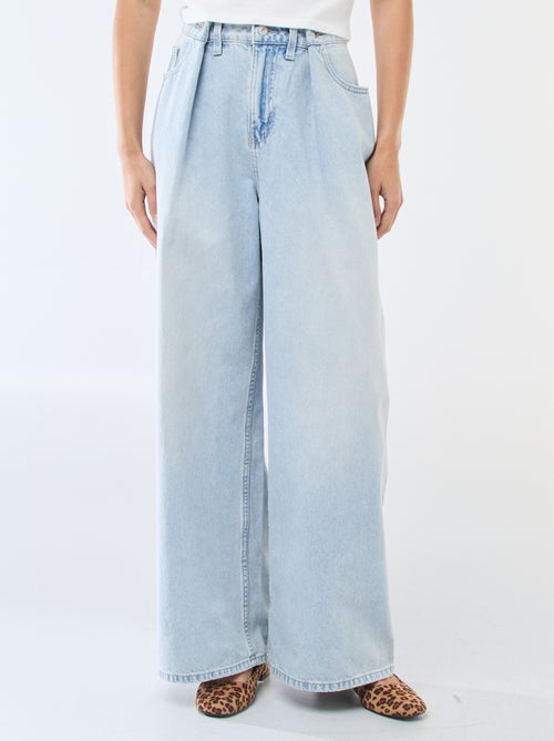 Jeans wide leg cintura subida - Kiabi