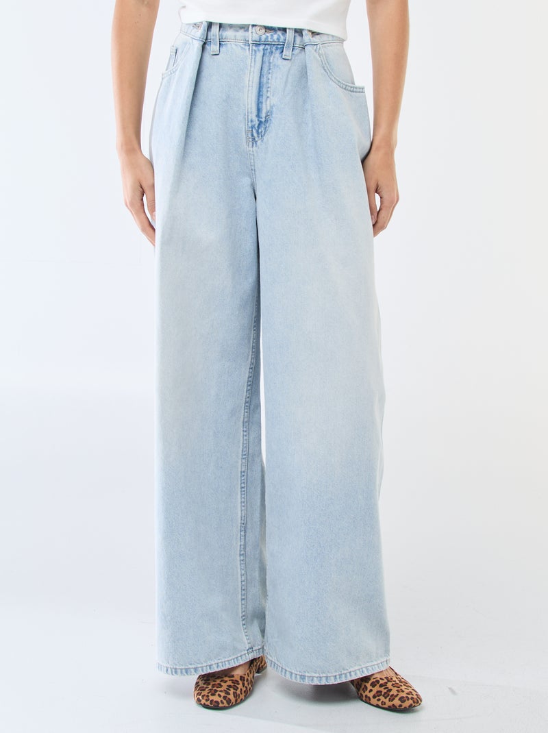 Jeans wide leg cintura subida Azul - Kiabi