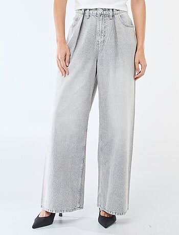 Jeans wide leg cintura subida