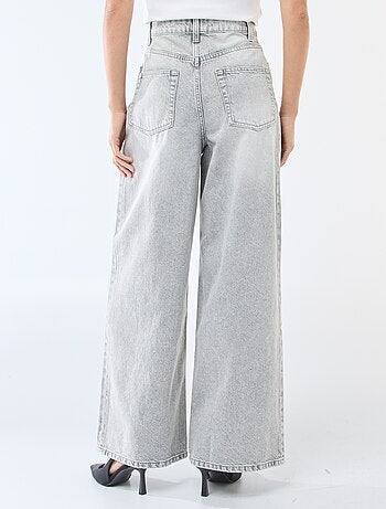 Jeans wide leg cintura subida