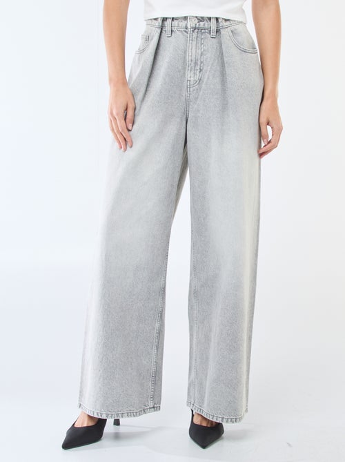 Jeans wide leg cintura subida - Kiabi