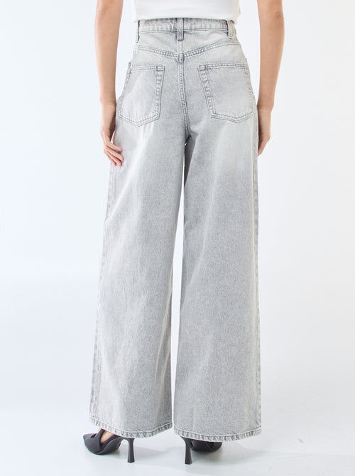 Jeans wide leg cintura subida - Kiabi