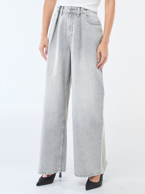 Jeans wide leg cintura subida - Kiabi
