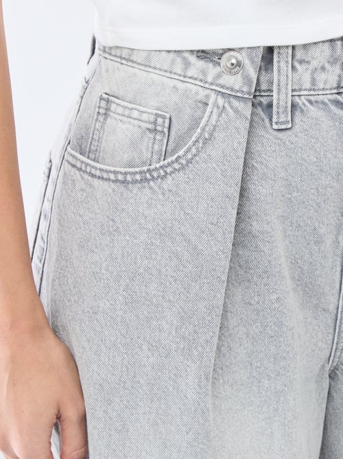 Jeans wide leg cintura subida - Kiabi