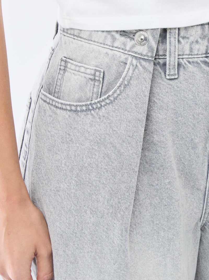 Jeans wide leg cintura subida Cinza - Kiabi