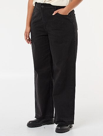 Jeans wide leg com bainha desfiada