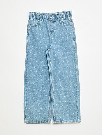 Jeans wide leg com cintura elástica