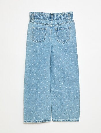 Jeans wide leg com cintura elástica