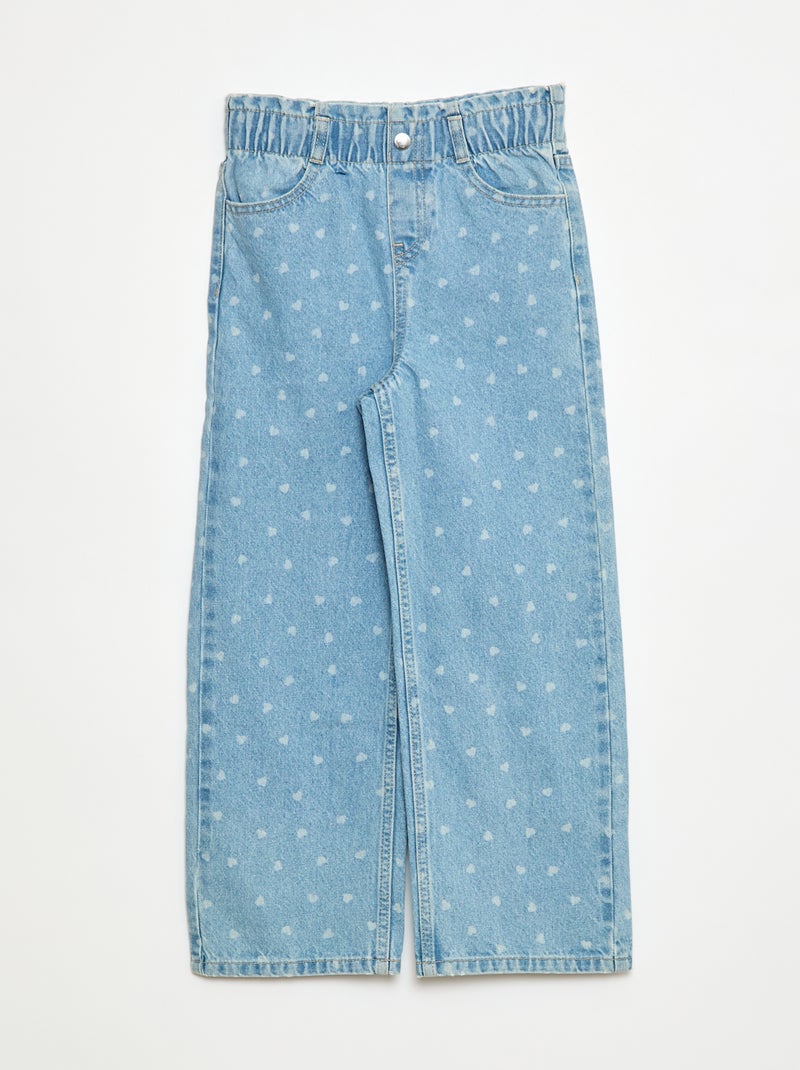 Jeans wide leg com cintura elástica Azul - Kiabi