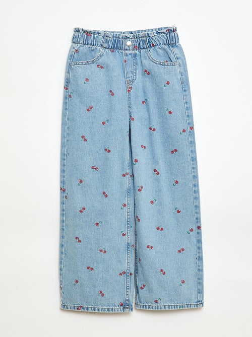 Jeans wide leg com estampado fantasia - Kiabi