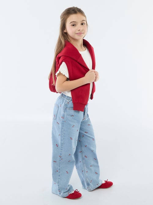 Jeans wide leg com estampado fantasia - Kiabi