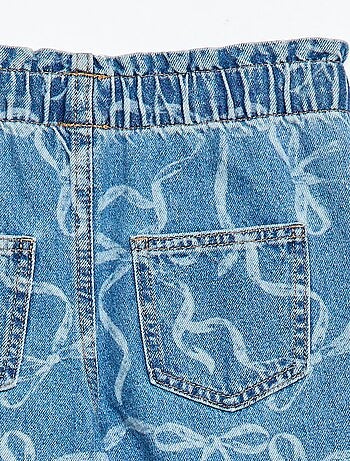 Jeans wide leg com estampado fantasia