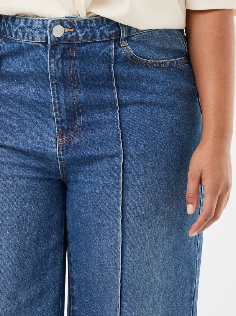 Jeans wide leg de cintura alta com pregas frontais Azul - Kiabi