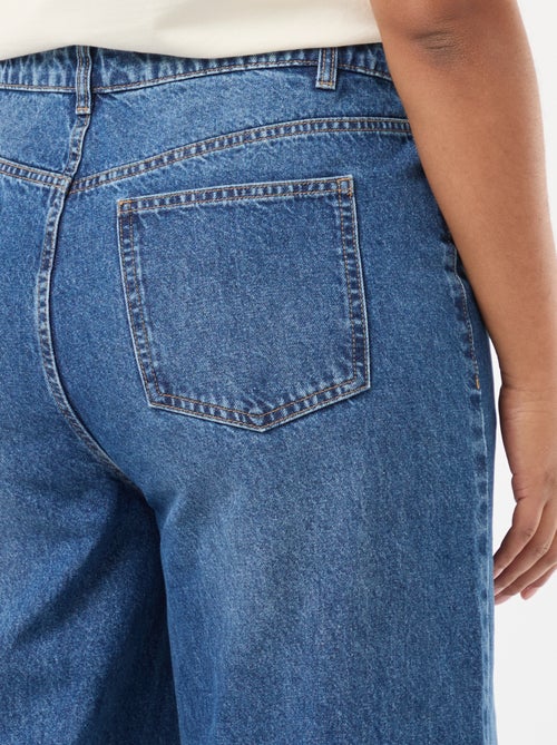 Jeans wide leg de cintura alta com pregas frontais - Kiabi