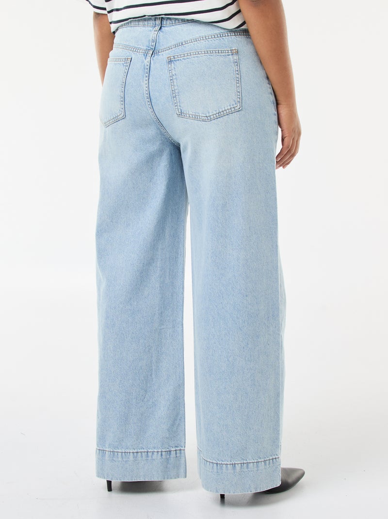 Jeans wide leg de cintura alta com pregas frontais Azul - Kiabi