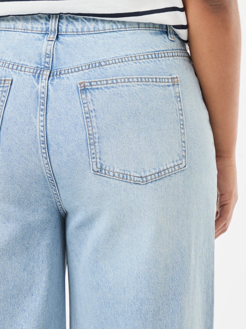 Jeans wide leg de cintura alta com pregas frontais Azul - Kiabi