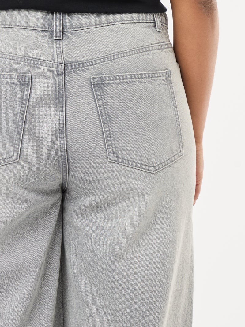Jeans wide leg de cintura alta com pregas frontais Cinza - Kiabi