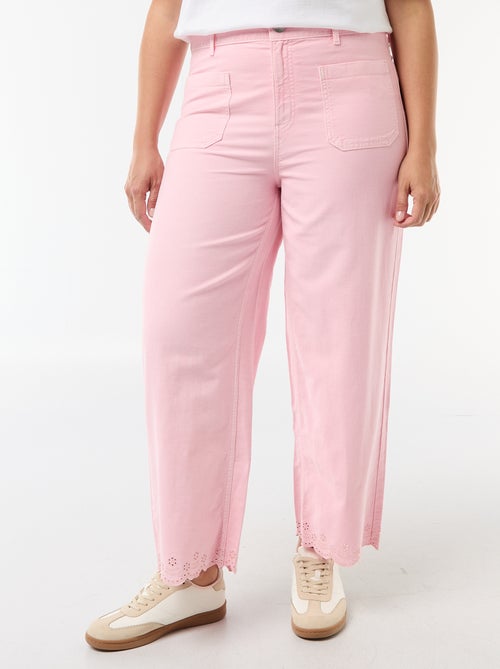 Jeans wide leg de cintura subida com bolsos aplicados à frente e atrás - Kiabi