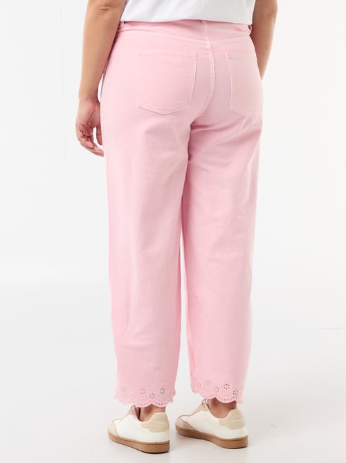 Jeans wide leg de cintura subida com bolsos aplicados à frente e atrás - Kiabi