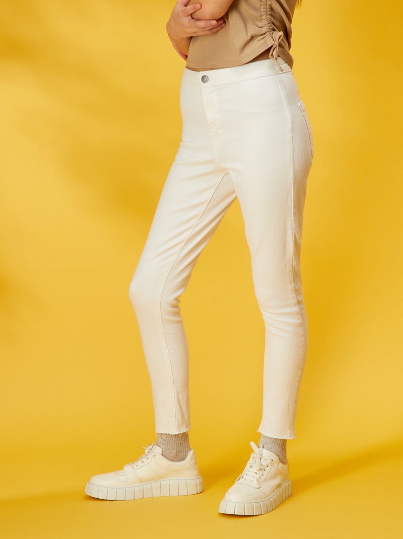 Jeggings com cintura subida e 5 bolsos BRANCO - Kiabi