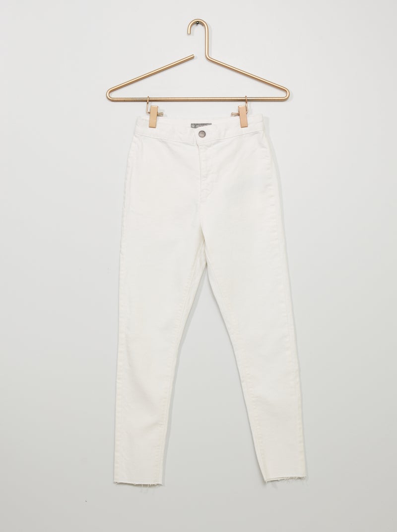 Jeggings com cintura subida e 5 bolsos Branco - Kiabi