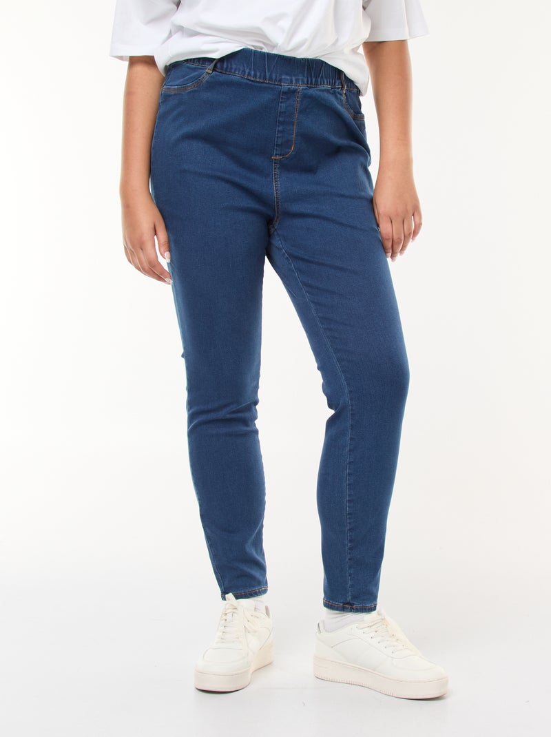 Jeggings elásticas com cintura subida e corte direito AZUL - Kiabi