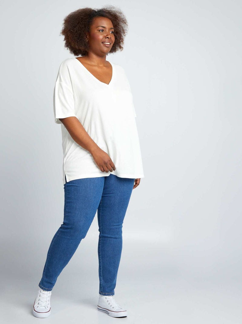 Jeggings elásticas com cintura subida e corte direito AZUL - Kiabi