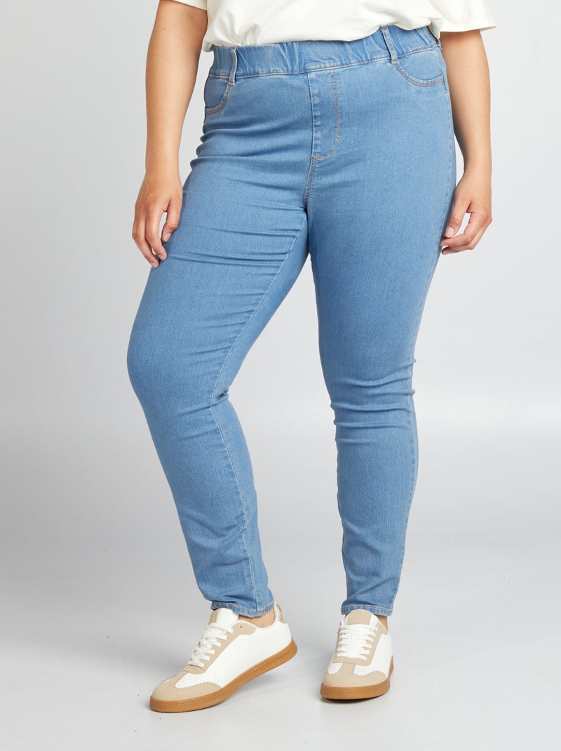 Jeggings elásticas com cintura subida e corte direito AZUL - Kiabi