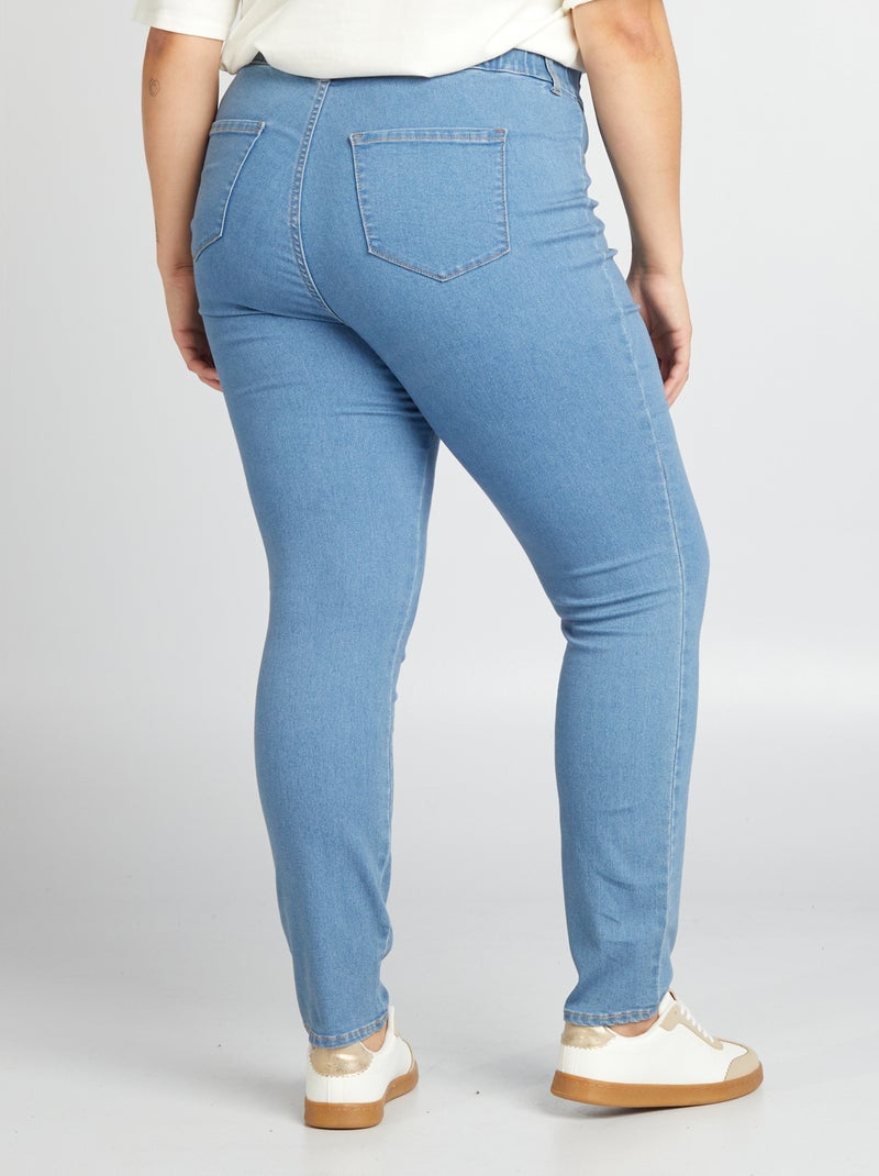 Jeggings elásticas com cintura subida e corte direito AZUL - Kiabi