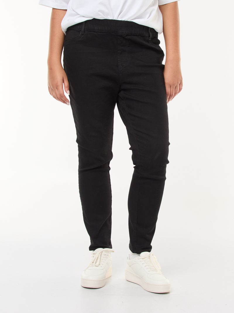 Jeggings elásticas com cintura subida e corte direito PRETO - Kiabi