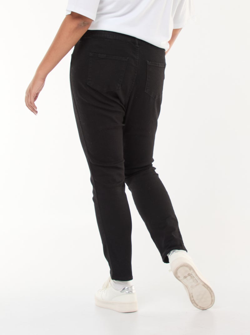 Jeggings elásticas com cintura subida e corte direito PRETO - Kiabi