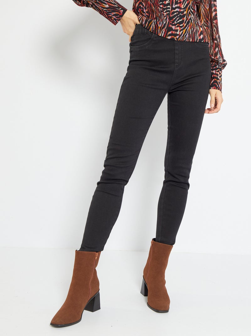 Jeggings elásticas com cintura subida PRETO - Kiabi