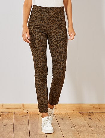 Mulher do 34 até 48 - Jeggings em camurça sintética com estampado 'leopardo' - Kiabi