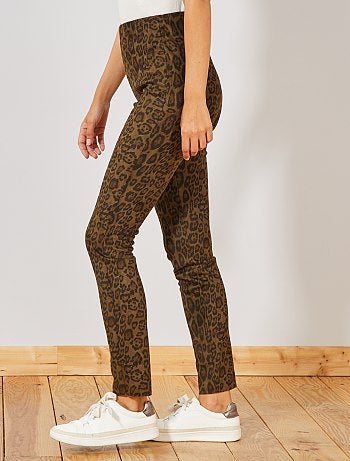 Mulher do 34 até 48 - Jeggings em camurça sintética com estampado 'leopardo' - Kiabi