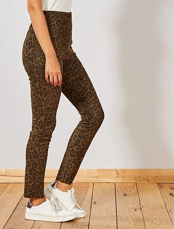 Mulher do 34 até 48 - Jeggings em camurça sintética com estampado 'leopardo' - Kiabi