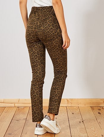 Mulher do 34 até 48 - Jeggings em camurça sintética com estampado 'leopardo' - Kiabi