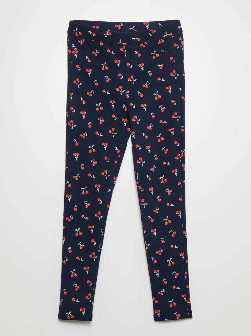 Jeggings em malha estampada AZUL - Kiabi