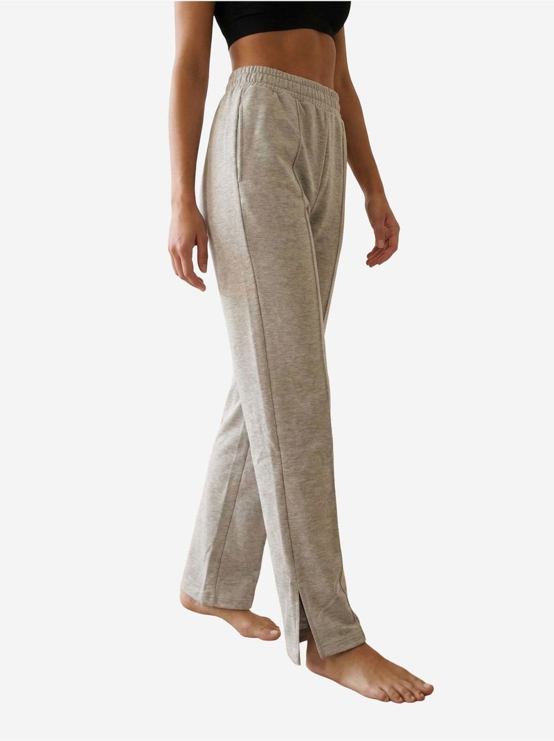 Joggers de malha de cintura subida e perna larga my fashion Cinza claro - Kiabi