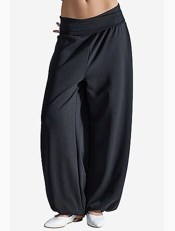 Joggers de malha de perna larga de cintura média busem