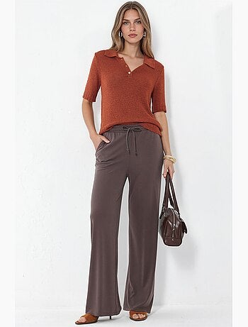 Joggers femininas em jersey de perna reta busem
