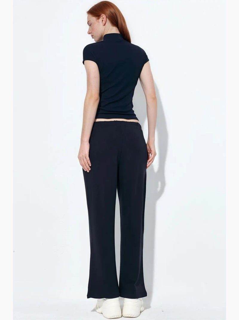 Joggers femininos em jersey com perna flare busem Azul-marinho - Kiabi
