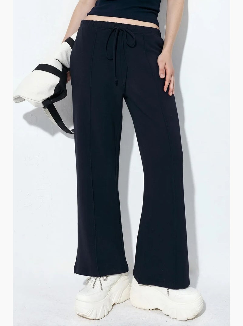 Joggers femininos em jersey com perna flare busem Azul-marinho - Kiabi