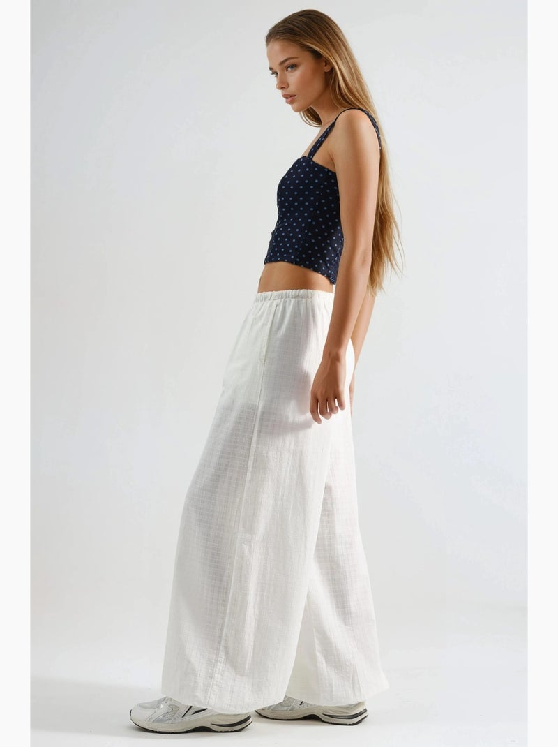 Joggers largos com cintura elástica busem Branco - Kiabi
