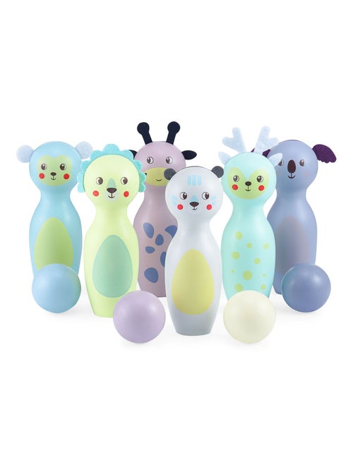 Jogo de bowling de madeira para crianças – 6 animais e 4 bolas, a partir dos 3 anos - Kiabi