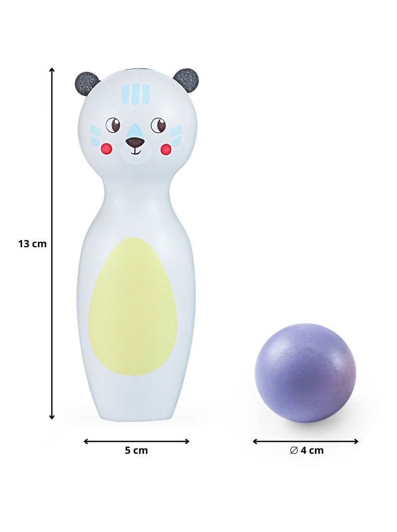 Jogo de bowling de madeira para crianças – 6 animais e 4 bolas, a partir dos 3 anos N/D - Kiabi