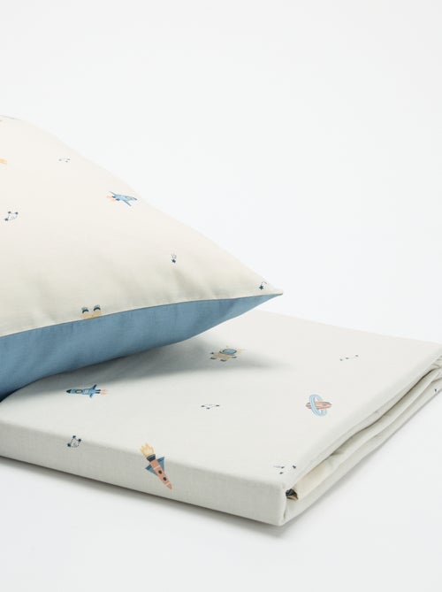 Jogo de cama com padrão para 1 pessoa (150 x 220 cm) - Kiabi Home - Kiabi