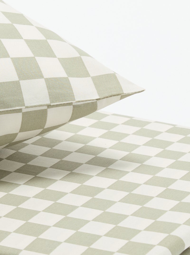Jogo de cama com padrão para 1 pessoa (150 x 220 cm) - Kiabi Home Verde - Kiabi